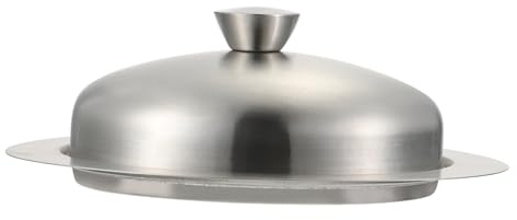 BIUDECO Mantequillera Redonda con Tapa de Plástico y Acero Inoxidable Recipiente para con Diseño Práctico para Almacenamiento Fresco Cocinas Domésticas y Celebraciones