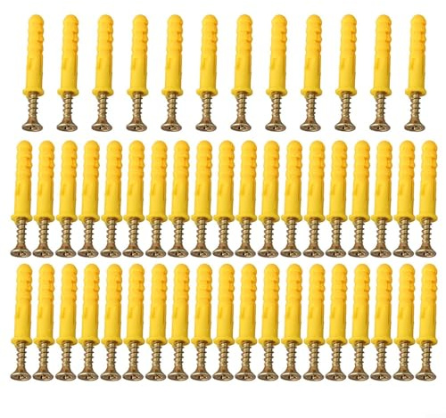Volakebeing 50Pcs Stainless Steel Expansion Screws M6x40 Wall Anchor Kit for Drywall Mounting Self Tapping Cross Tips Yellow Zinc Plated Heavy Duty(M8*40)