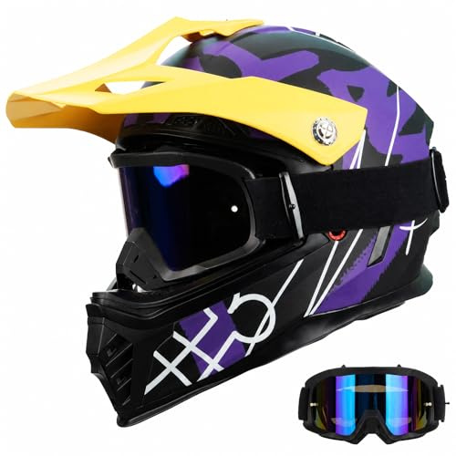 Favoto Kinder Fullface Mountainbike Helm – Stoßfest & Verstellbar ECE22.06 Norm Offroad & Dirt Bike Helm für Jungen & Mädchen Kinder Cross MX Helm Rot-Schwarz S