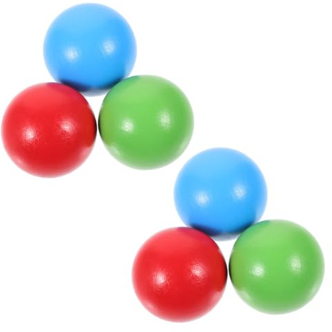 Gatuida Wooden Boys and Girls Bocce Ball Set 6pcs (2 Red 2 Blue 2 Green, 4.5cm) Portable Backyard Bocce Toys for Outdoor Grass Play