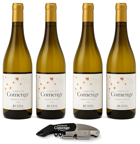 Vino Blanco Verdejo 2024 D.O. Rueda – Pack 4 vino blanco + Incluye Sacacorchos Premium - Verdejo Ribera del Duero DO Rueda - Caja regalo vinos blancos Bodegas Comenge