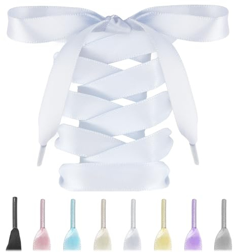 Lacesgian 1cm Flat Silk Satin Ribbon Shoe Laces for Trainers Sneakers Women | 1cm Satin Ribbon Laces for Trainers, Flat Soft Silk Glossy Strings Replacement ShoeLaces for Sneakers Canvas Women, Weddings