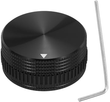 QUARKZMAN 6mm Rundes Loch Gitarrenknöpfe Aluminiumlegierung, 6.0mm x 40.0mm x 18.0mm Audio-Knopf Drehknopf Metall Potentiometer Knöpfe mit Schraubenschlüssel und Gummirings, Schwarz