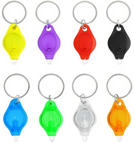 kcrnw 8 Pack Mini Colorful LED Keyring Torches Super Bright Mini Keychain Flashligh Compact Pocket Key Chain Torch Light for Kids and Adults, Camping, Hiking,Traveling, Outdoor, Emergency Lighting