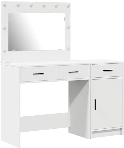 Eleganz Juego de tocador con puerta de 2 piezas, color blanco, 40 x 41 x 75 cm, de material de madera, muebles de dormitorio para un ambiente elegante, ahorra espacio y es duradero