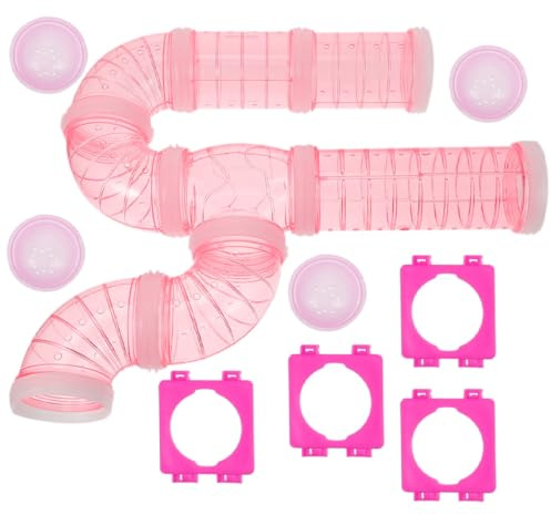 TOYANDONA Tunnel per Criceti Trasparente in Plastica Esterno alla Gabbia, Set di 16 Pezzi, Accessori per Criceti, Tubo per Avventure, Resistente e Facile da Montare