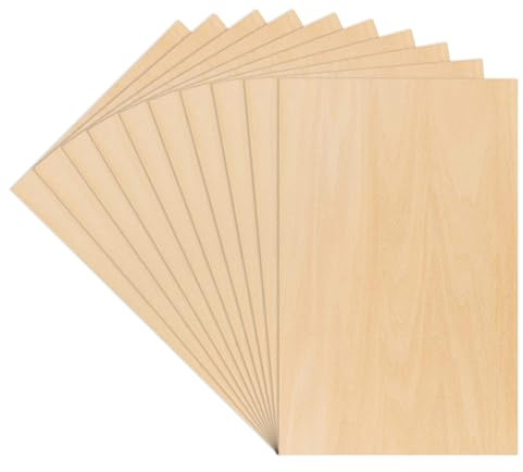 Tablero de madera contrachapada, 10 unidades de placa de madera de 1,5 mm, placas de madera de 30 x 20 cm para manualidades, aglomerado para pinturas, pirograbado, modelismo