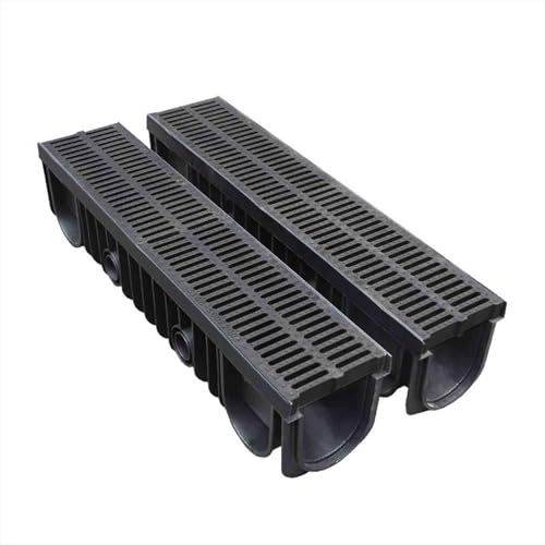 Canaleta de desagüe 6x1m,Cubiertas de Drenaje Rectangulares para Exteriores, Rejilla de Drenaje de Canal, Canaleta de Drenaje con Rejilla de Plástico, para Jardín y Aguas Pluviales,100*20*20cm,4 pack