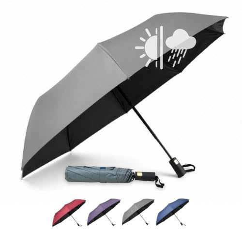 QILZO Ombrelle Anti UV Femme et Homme | Parapluie Anti UV Pliant | Gris