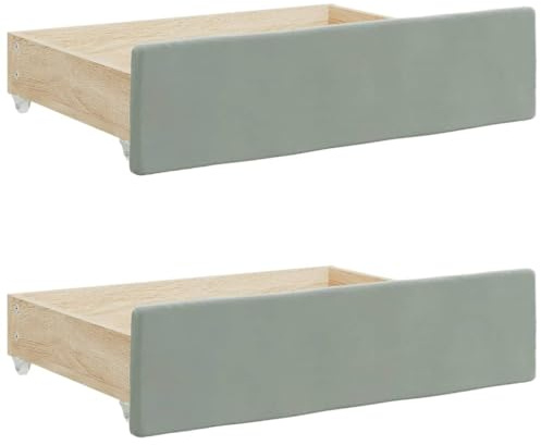 ZXQVLMRS Bettschubladen 2er Set Hellgrau, Unterbettkommode mit Rollen aus Holzwerkstoff und weichem Samtbezug, Stauraum für Schlafzimmer 67x50x16 cm