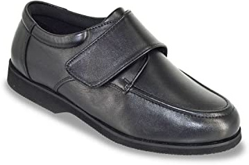 Chums Men's Wide Fit Touch Fasten Leather Shoe Black 11 UK
