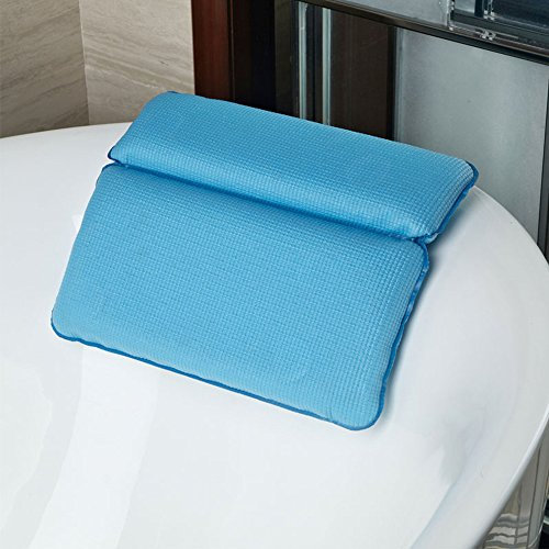 DMDT Solid Color Badewanne Kissen Wasserdicht Badewanne Kissen mit Saugnapf für Home Bad,Blau,37x29cm
