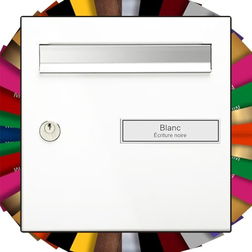 DECO1 PVC Adhesive Letterbox Plaque | Engraved Plaque Customisable 10 x 2.5 cm 1 to 3 Lines without extra (White/Black Text)