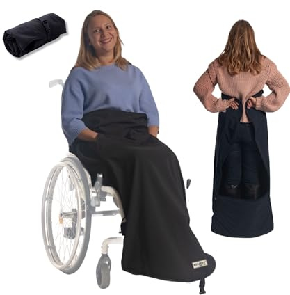 BELIEFF Rollstuhl Decke Erwachsene - Rollstuhldecke Beindecke - Rollstuhlsack - Rollstuhl Schlupfsack - Fußsack - Geschlossen - Schwarz - Large
