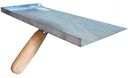 Proper Tools Mortar Holder with Wooden Handle - 150x300 mm - Galvanized Steel - for Pointing, Bricklaying, Jointing - Hawk, Shovel, Pointing Plate, DIY