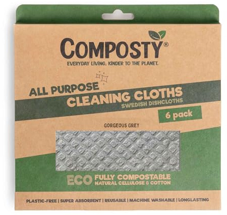All-Purpose Cleaning Cloth | Swedish Dishcloth | Eco Friendly & Sustainable | Biodegradable Cellulose Sponge Cloths | Absorbent Kitchen Cleaning | Reusable Kitchen Eco Sponge | Replaces Paper Towel