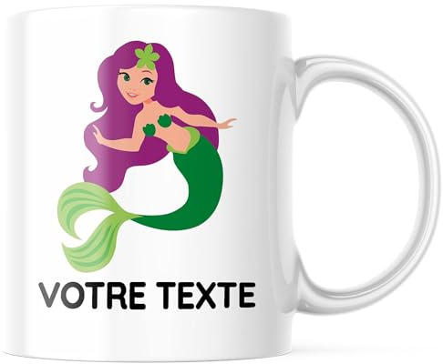 Meerjungfrau-Tasse mit Namen personalisiert, Keramik 330 ml | Tasse mit Meerjungfrau und Wunschname – Geschenk für kleine Nixen zu Geburtstag und Einschulung