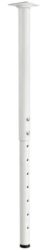 Jahof Pata para Mesa Regulable 55-90cm, Pie para Mueble Ajustable Ø42/38mm, Juego de Pierna de Acero con Tornillos para Escritorio (1 Pieza, Blanco)