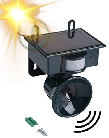REPELLENTE AD ULTRASUONI PER UCCELLI CON SENSORE DI MOVIMENTO PIR, REPELLITORE AD ULTRASUONI CON RICARICA AD ENERGIA SOLARE, REPELLER UCCELLI ANIMALI SELVATICI - DISCORAMA®
