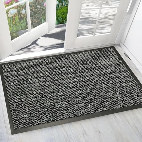 Large Washable Door Mats Indoor 90cm x 60cm Extra Large Indoor Mats for Entrances- Front & Back door doormats, Rubber back Dirt & Dust trapper Barrier Mat, Absorbent Large Entrance rug & Floor mat