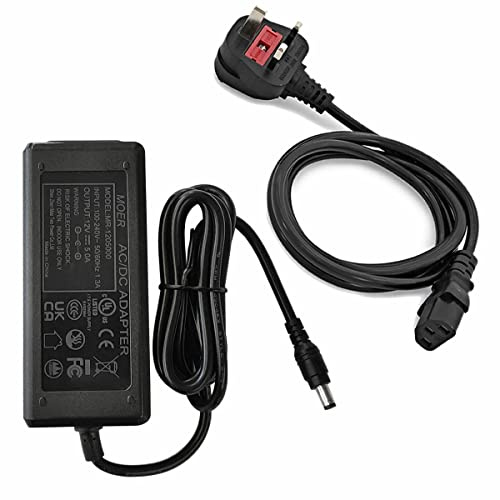 12V 5A Power Supply UK AC 100-240V 50-60HZ To DC 12V 60W Adapter Charger Transformer 5.5x2.1mm ack for LED Strip Lights, LED Drivers, CCTV Security System (12V 5A Adapter)