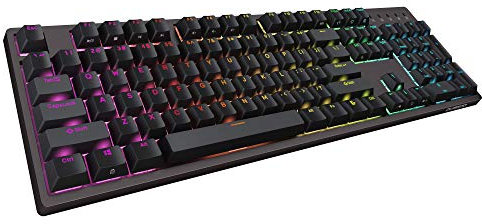 DURGOD Taurus K310 RGB Mechanical Keyboard | 105 keys Full Size | USB C Wired | Doubleshot PBT Keycaps | Windows & Mac | ISO UK Layout (Nebula RGB, Cherry Red)
