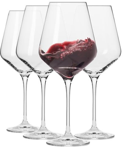Krosno Copas de vino tinto, juego de 4, 490 ml, Colección Avant-garde, perfectas para casa, restaurantes y fiestas, aptas para lavavajillas, borde fino, tallo largo | Cristal sin plomo