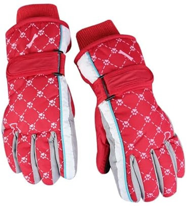 KATIAK Guantes de Chico Chica Guantes De Esquí para Niños Guantes De Nieve De Invierno Guantes para Niños Y Niñas De 5 A 8 Años Guantes para Niños-01 Rojo