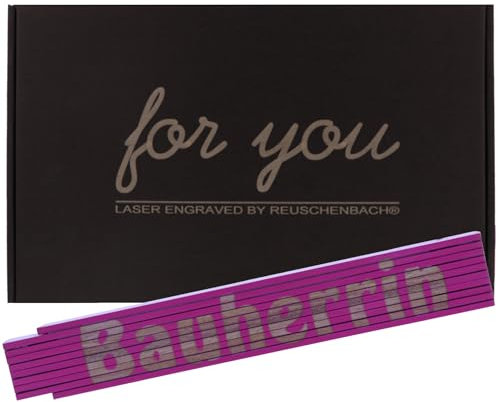 Reuschenbach Zollstock personalisiert mit Geschenkbox, Gliedermaßstab 2 Meter mit Wunschtext, Meterstab (verschiedene Farben) (PINK)