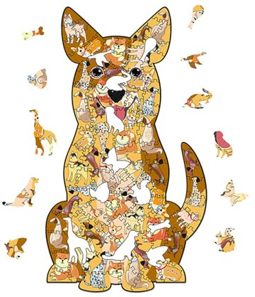 NBFBA Holzpuzzle Erwachsene, 100pcs Hund Spaßiges Unregelmäßig Geformtes Puzzle für Erwachsen, 16 * 28cm Lernspielzeug für Erwachsene und Kinder Familienspielsammlung