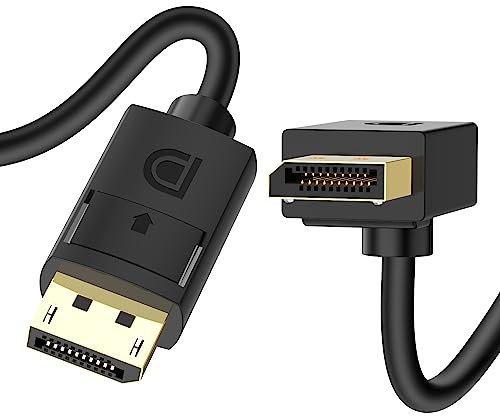 J&D DisplayPort 1.4 Kabel, Abgewinkeltem 90 Grad Anschluss Nach Oben DisplayPort Kabel V1.4 mit Unterstützung für bis zu 8K/60Hz, 4K/144Hz, 1 Meter