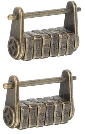 Mikikit 2st Antikes Zahlenschloss Schrank Schublade Chinesisches Antikes Vorhängeschloss Retro-schloss Vorhängeschloss Aus Bronze Vintage Passwortsperre Jahrgang Koffer Zinklegierung