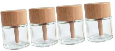 Ciieeo 4pcs round Glass Diffuser Bottle Empty Container for Essential Oil Aromatherapy Home Decor Fragrance Diffuser Jars