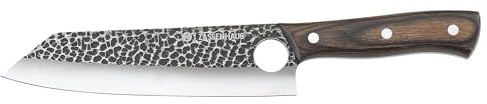 Zassenhaus Kochmesser HUNTER 19 cm, handgefertigter Klingenstahl mit Loch, Griff aus Pakkaholz, mit Lederscheide, für die Küche oder als Outdoor Kochmesser, Ausbeinmesser, Hackmesser | Spezial-Klingenstahl, robustes Outdoor-Kochmesser mit Lederscheide und Gürtelschlaufe, perfekte Balance