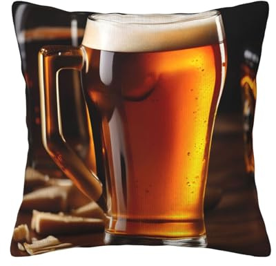 DRTGEDS Beer Holiday Throw Pillow Covers Set, Square Throw Pillow for Couch, Bed, Sofa, Bench, Chair,18''X18''