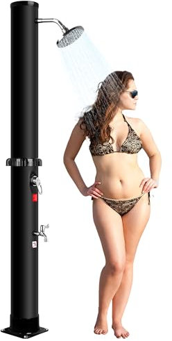 35L Douche Solaire de Jardin, Avec Pommeau de Douche Rotatif et Robinet de Pied, Température Maximale de L'eau 60 °C - Sans électricité, Douche de Piscine Eau Chaude et Eau Froide Réglables (35L)