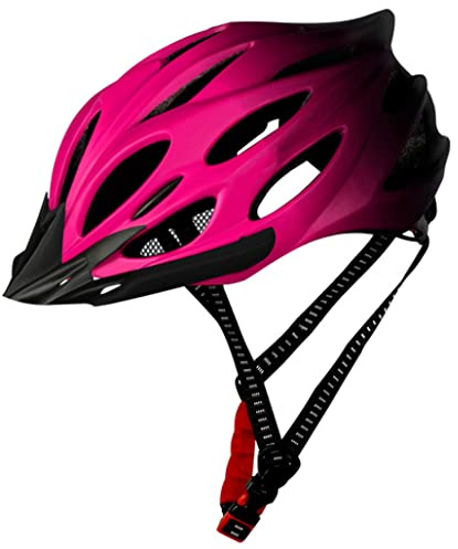 Casco da ciclismo leggero per adulti, leggero, con fanale posteriore, regolabile, per uomo e donna, rosa