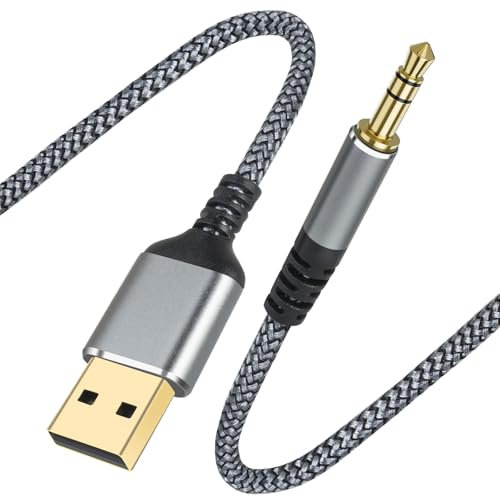 JUNSKY USB to 3.5mm Jack Audio Adapter, 4FT USB A Male to 3.5mm Male AUX Stereo Audio Cable, for PC, Laptop,PS5,Windows,Mac OSX,Headphones,Speaker, Amplifier (NOT for Charging,MP3,PS3,Car,TV) (10FT)