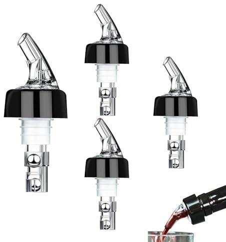 4 Piezas Vertedor de Botellas 4cl Boquillas de Vino de Plastico Medido Caño Dosificador Auto para Bebidas Cócteles Vino Aceite de Oliva Jarabe