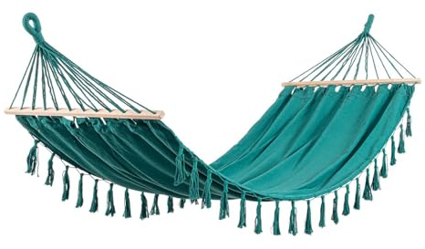Decor Space Hängematte Juan mit Stoffsitz und Holzstab für Außen und Garten (Türkis)