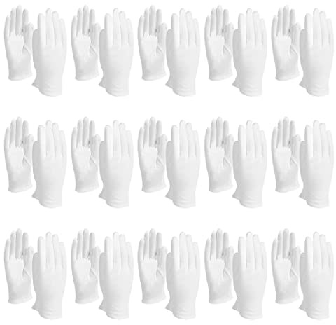 SHITOOMFE Arbeit Handschuhe 15 Paare weiche Baumwollhandschuh, weiße Baumwollhandschuhe für Männer Frauen, Kellner, Fahrer, Schmuckinspektion Schutzhandschuhe (klein)