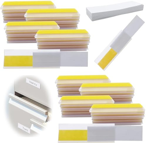 Selbstklebende Etikettenhalter, 60 Stück Transparent Preisschild Etikettenhalter, Etikett zur Klassifizierung von Supermarktprodukten, Transparentes Einstufungsetikett, Schublade, Datei, 4x8cm