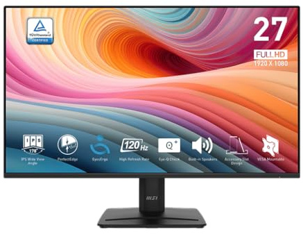 MSI Pro Pro MP275 E2 LED Monitor 27 Full HD 1920x1080 IPS 120Hz 4ms HDMI/DP Speakers Black