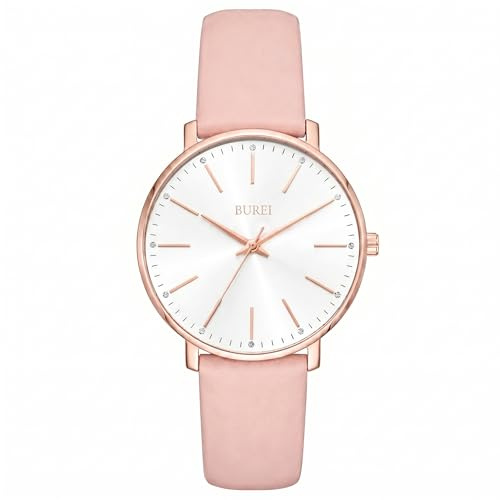 BUREI Frauen Uhren Mode Minimalistisch Analog Leder Quarz Wasserdicht Uhren für Frauen