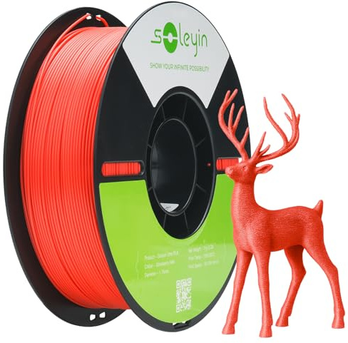 SOLEYIN Filamento PLA 1,75 mm per Stampanti 3D, Filamento Ultra PLA Veloce, 1 kg (2,2 libbre), Precisione Dimensionale +/- 0,02 mm, Alta Velocità 30-300 mm/s(#Rosso Fragola)