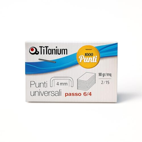 Titanium - TI1002T - Grapas universales - 6/4 - acero-zinc cromado - 5 cajas de 1000 grapas (5000)