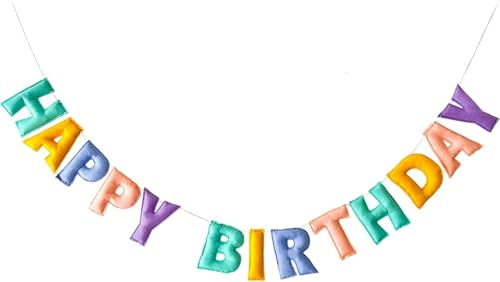 Cartel de feliz cumpleaños preencordado, guirnalda de bolas de fieltro, guirnalda de feliz cumpleaños, decoraciones de cumpleaños arcoíris, letrero personalizado para decoración de fiestas, accesorio