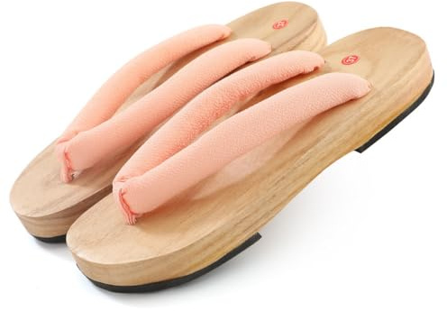 VENYAA Sandalias de Zuecos de Madera para Mujeres,Japoneses Tradicionales Zapatillas Zuecos,Ocio Kimono Zuecos de Playa Fuera de Casa Zapatillas(Size:EU 41,Color:Rosa)