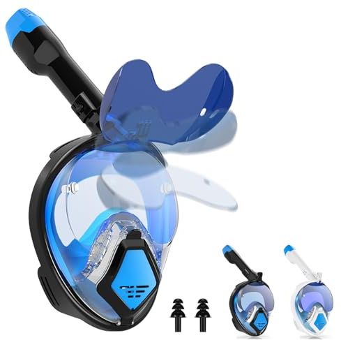 Schnorchelmaske Erwachsene Tauchmaske Erwachsene 180° Panoramablick Mit Kameraposition, mit Abnehmbarem KamerastäNder, Faltbarem Sonnenbrillendesign, Hd-Antibeschlag Snorkeling Mask (s/m)