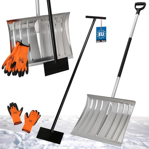 KOTARBAU® Kit pelle à neige avec manche en aluminium 138 cm grattoir à glace 119 x 20 cm + gants chauds Pelle à neige Pelle à neige en aluminium pour voiture avec manche